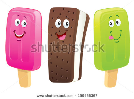 Ice Cream Sandwich And Ice Pops Characters   Stock Vector