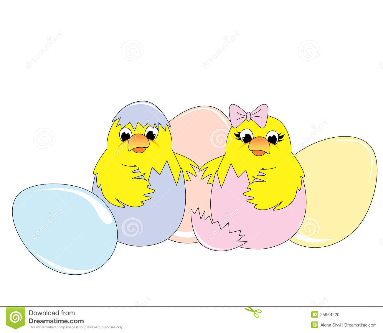 Illustration Of Two Baby Chickens Just Hatched