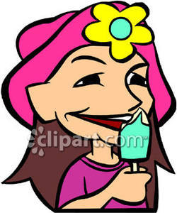 Little Girl Eating An Ice Pop   Royalty Free Clipart Picture