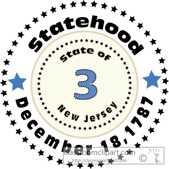 New Jersey   3 Statehood New Jersey 1787 Outline   Classroom Clipart