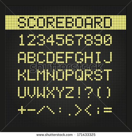 Scoreboard Digital Font   Stock Vector