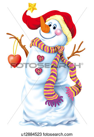 Snowman With Hat And Scarf View Large Clip Art Graphic