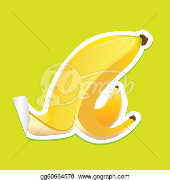 Stock Illustration   Banana Peel Sticker On Green Background  Clipart