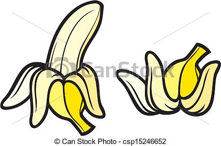 Vector   Peeled Banana And Banana Peel   Stock Illustration Royalty
