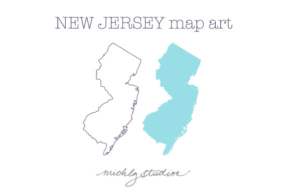 Vector   Png New Jersey Map Digital Clip Art By Michlgstudios