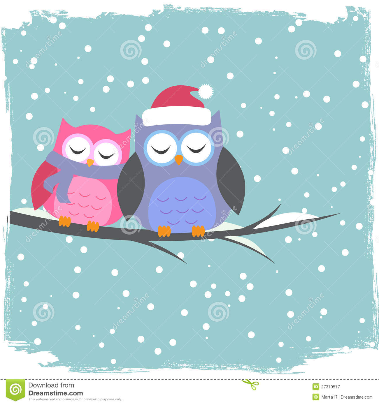 Winter Card With Cute Owls Royalty Free Stock Photography   Image