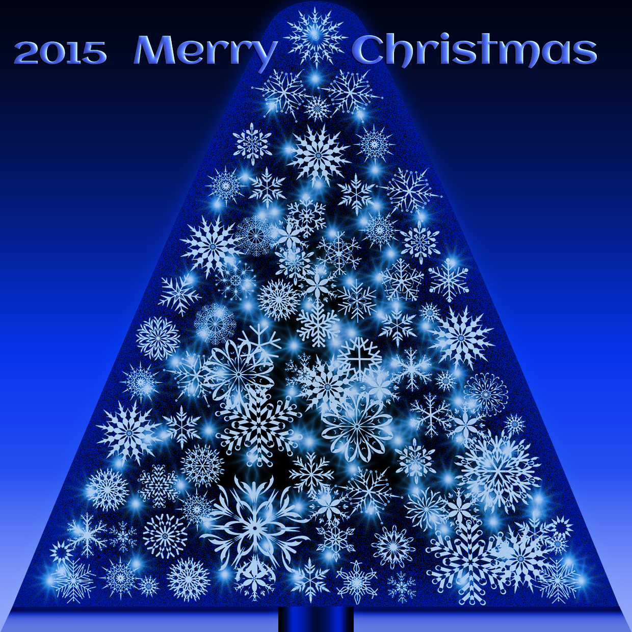 2015 Merry Christmas Blue Snowflake Tree   