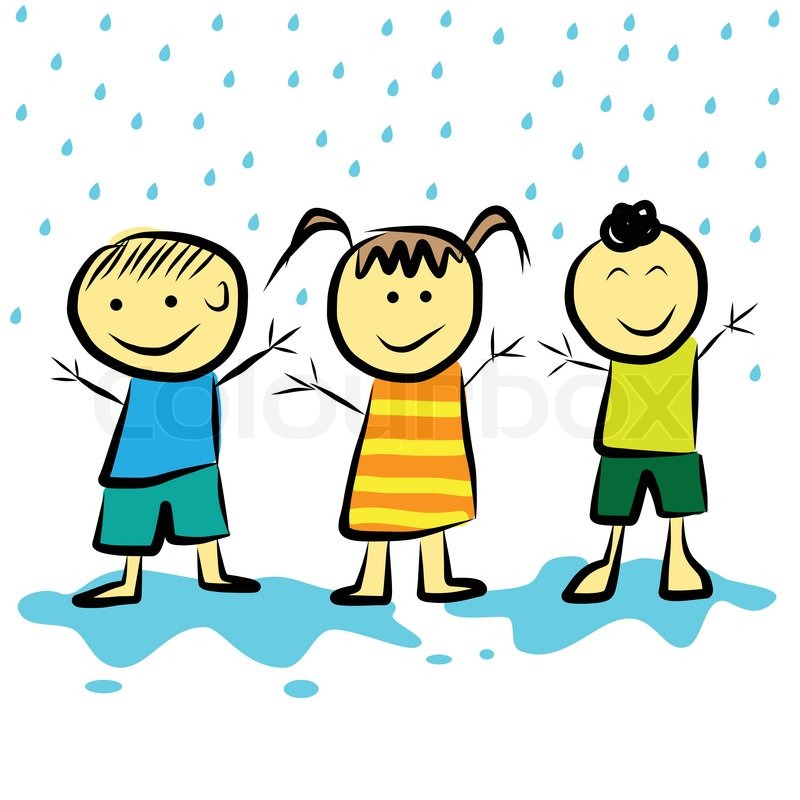 7780610 Kids Playing In The Rain Vector Format Jpg