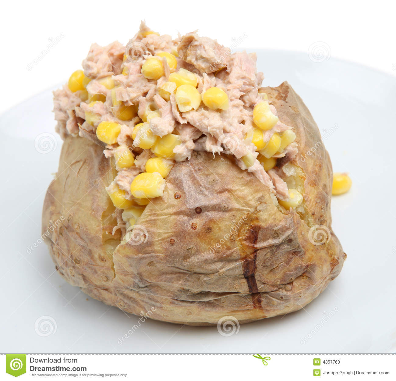 Baked Potato Stuffed With Tuna Sweetcorn And Mayonnaise