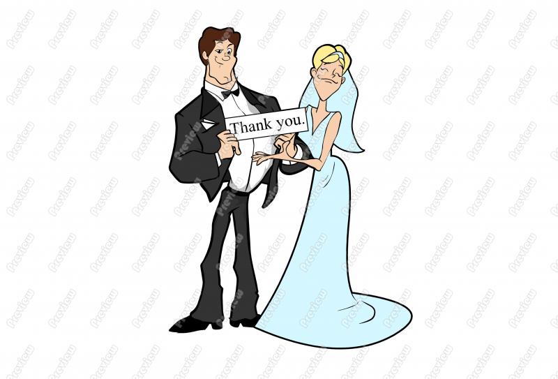 Bride And Groom Thank You Character Clip Art   Royalty Free Clipart