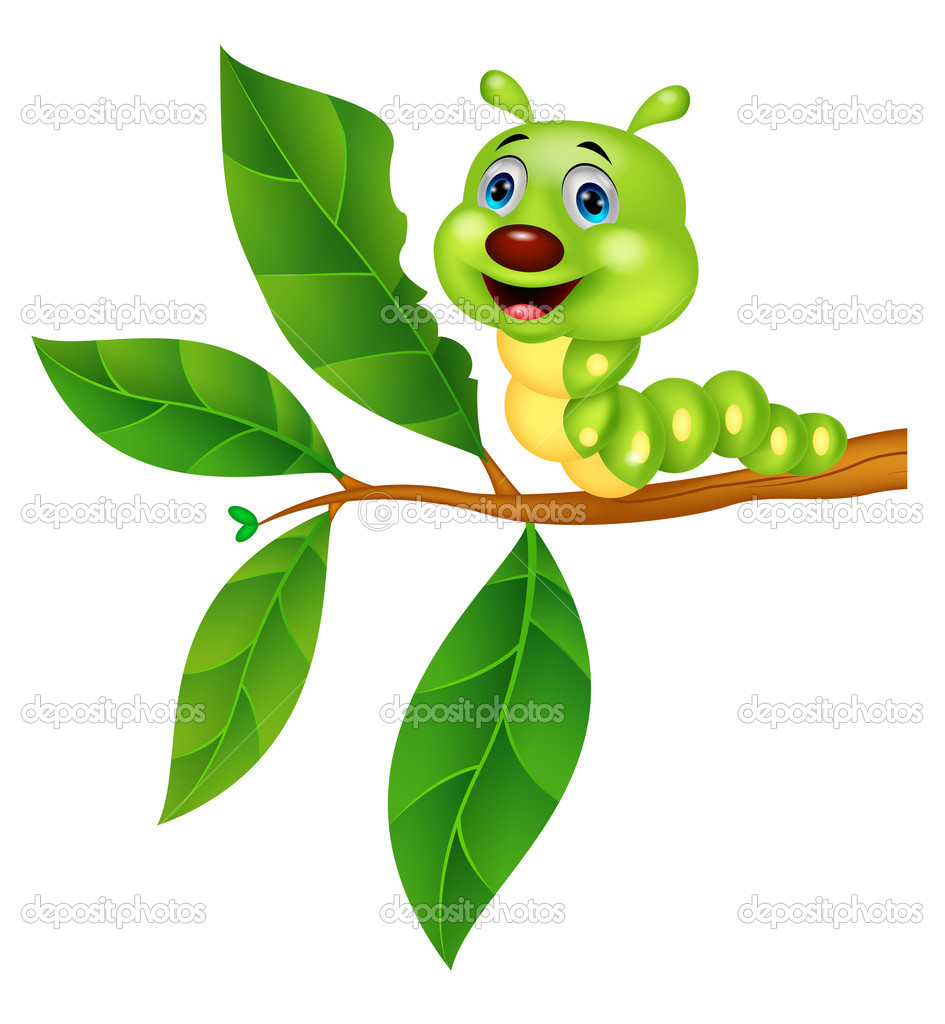 Cartoon Caterpillar On Leaf Vector Illustration Of Clipart
