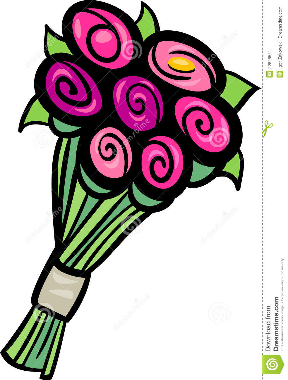 Cartoon Illustration Of Flowers Bunch Or Bouquet Clip Art