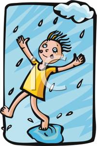 Child Playing In The Rain   Royalty Free Clipart Picture