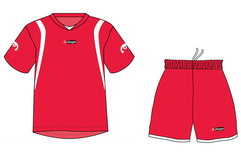 China Football Team Uniforms Jerseys And Shorts Red Color Sublimated