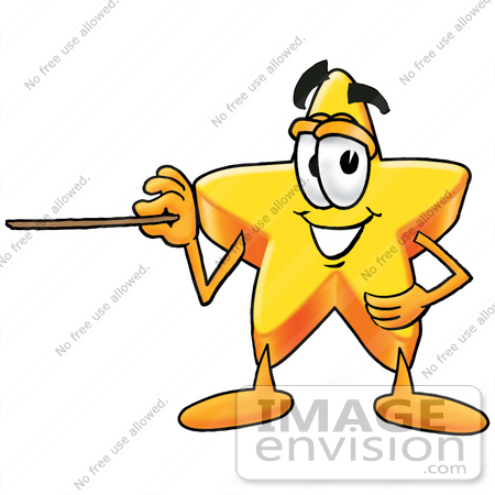 Clip Art Graphic Of A Yellow Star Cartoon Character Holding A Pointer