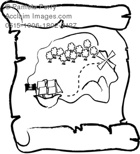 Clip Art Image Of A Cartoon Pirate S Map   Acclaim Stock Photography