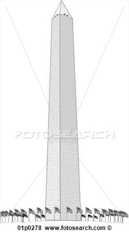 Clip Art Of Washington Monument 01p0278   Search Clipart Illustration