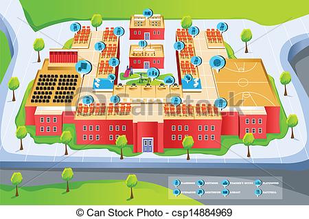 Clip Art Vector Of Map Of School   A Vector Illustration Of Map Of
