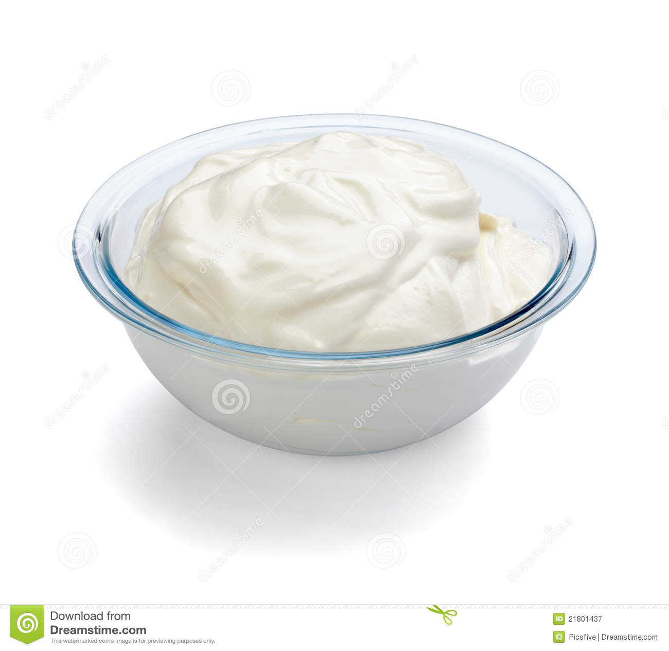 Close Up Of Sour Cream On White Background With Clipping Path 