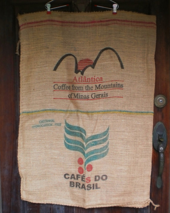 Coffee Bean Bags Brazil Burlap Coffee Sacks 3 Large Graphics Red