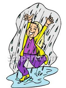Girl Playing In The Rain Royalty Free Clipart Picture 081103 095875    