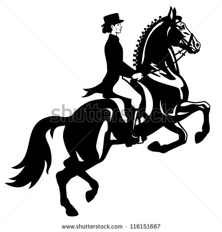 Horse Riderdressageequestrian Sportblack And White Vector Image