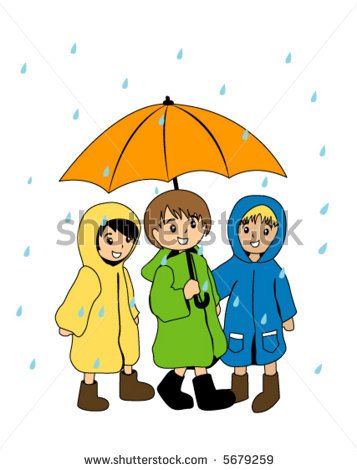 Kids Playing In Rain Clip Art