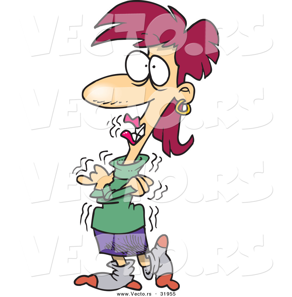 Larger Preview  Vector Of A Cold Cartoon Businesswoman Shivering By
