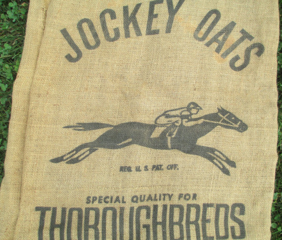 Minnesota Advertising  Horse Racing Graphic  Large Burlap Feedsack