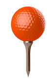 Orange Golf Ball On Tee   Royalty Free Clip Art