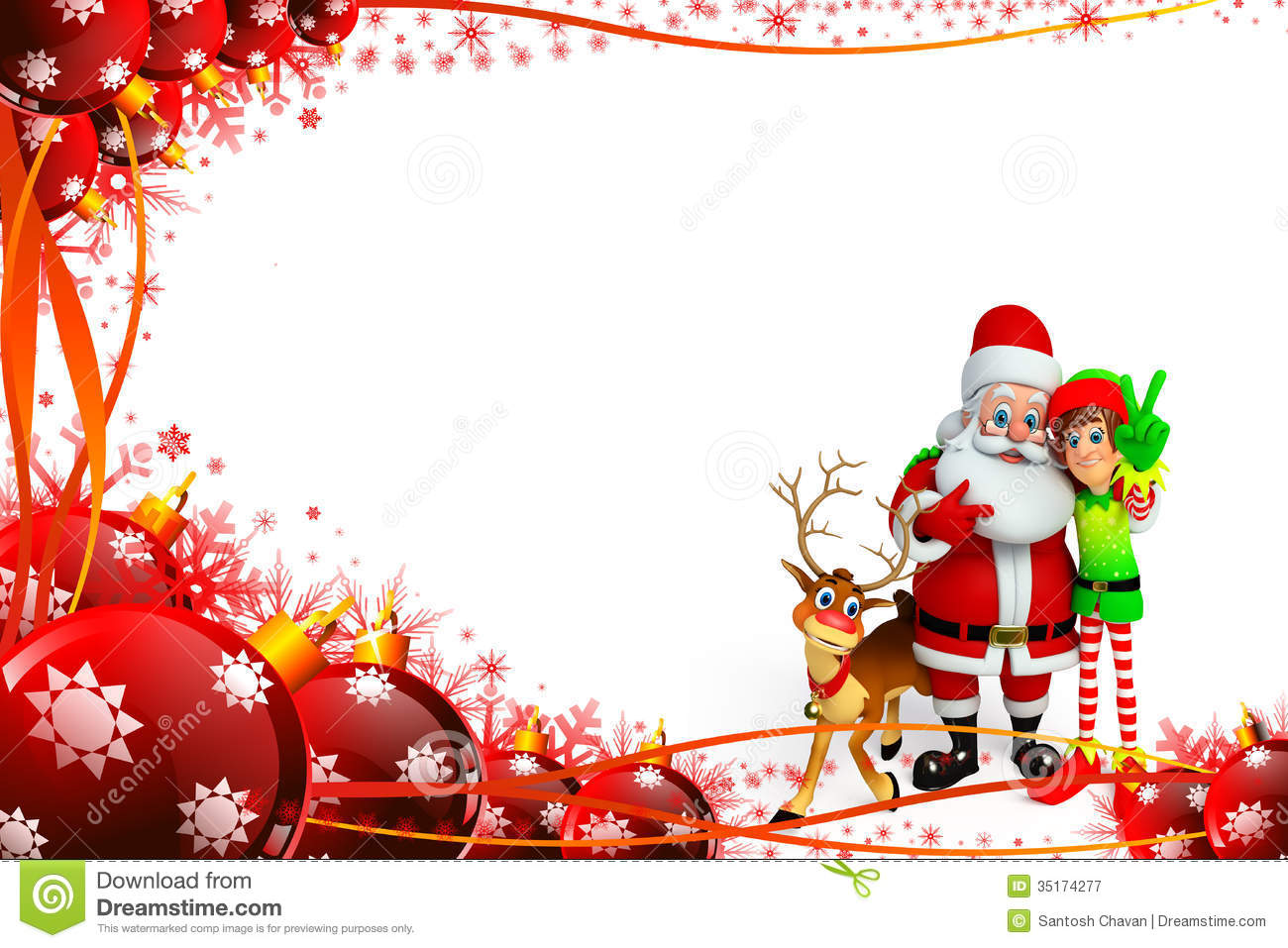     Photography  Santa Claus With Elves And Reindeer  Image  35174277