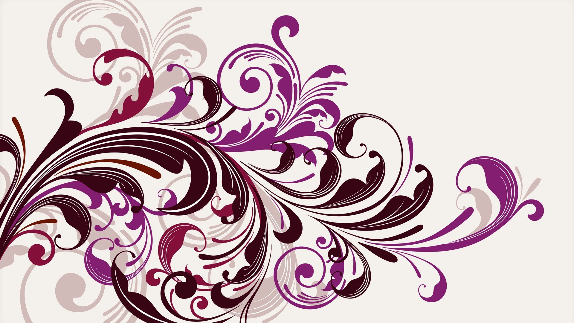Purple Vectors Swirls Floral Graphics White Background Wallpaper