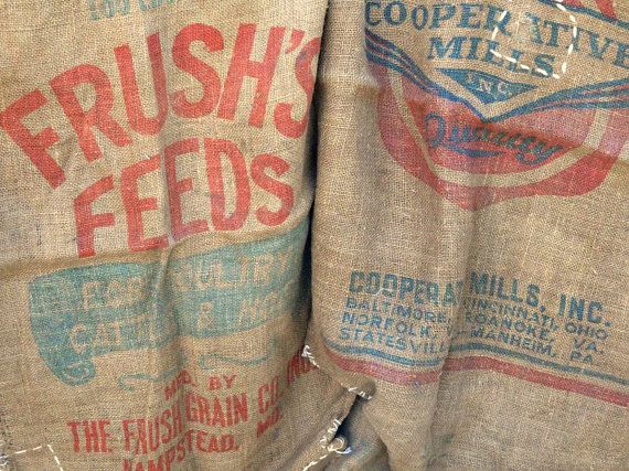 Sale Vintage Burlap Bags Large Sized Colored By Rustbelttreasures  16