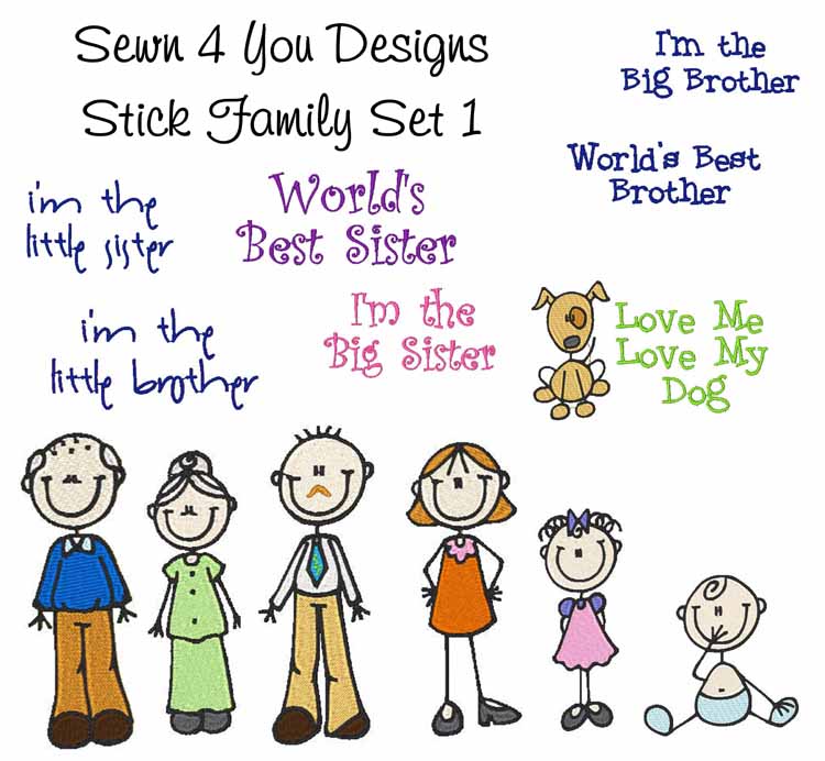 Stick Figures Embroidery Designs