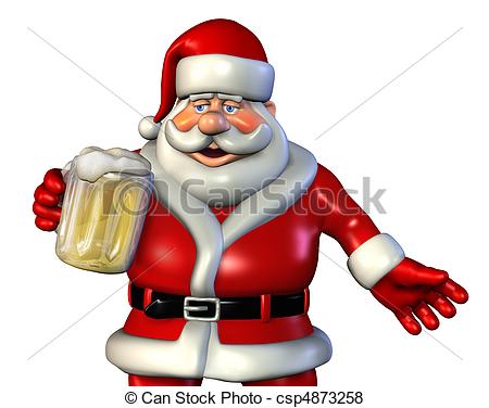 Stock Illustration Of Santa Drinking Beer   3d Render Of Santa Claus