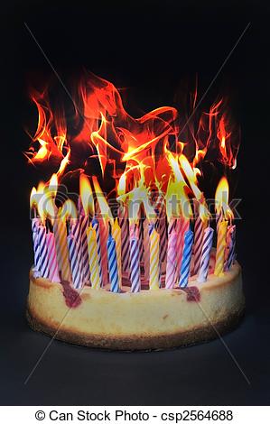 Stock Photo   Birthday Cake On Fire   Stock Image Images Royalty