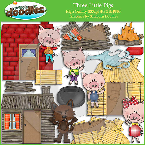 Three Little Pigs Clip Art By Scrappindoodles On Etsy