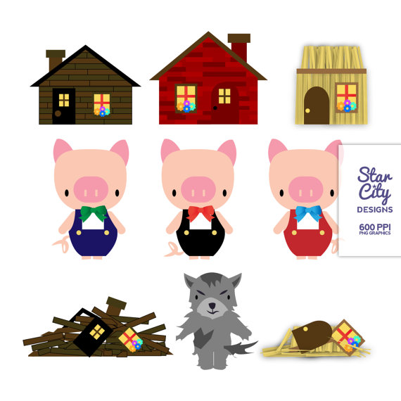Three Little Pigs Clip Art  Clipart Graphics For Personal    