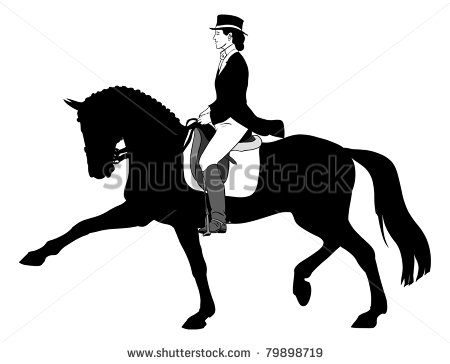 Vector Woman Horse Dressage Silhouette Illustration   Stock Vector