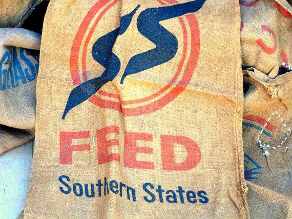 Vintage Burlap Bags Large Sized Colored Graphics Lot Of 10 Fabric