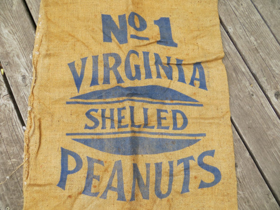 Vintage Burlap Sack Peanuts Virginia No 1 Shelled Commercial