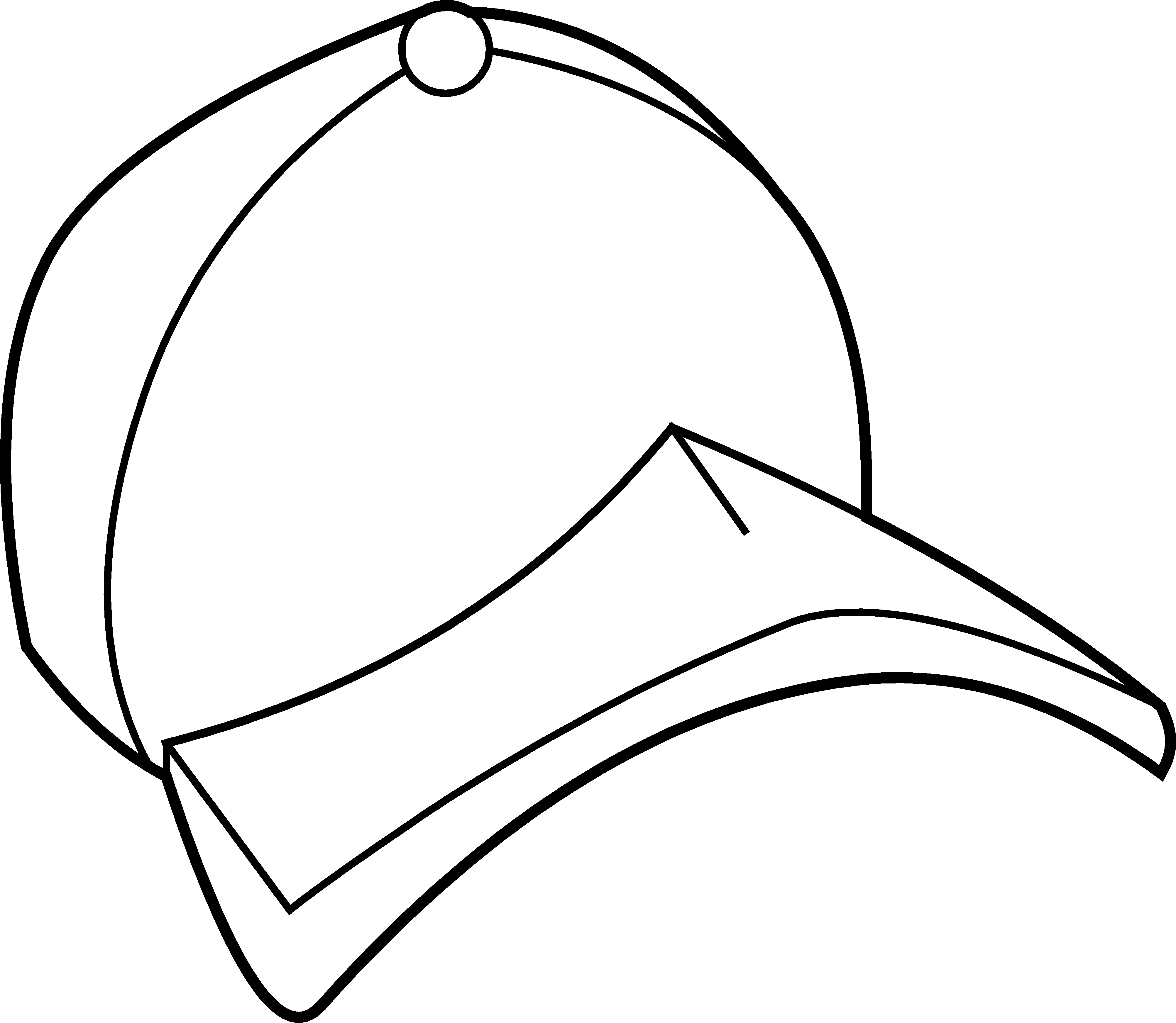 Baseball Hat Clipart Black And White Baseball Cap 2 Line Art Png