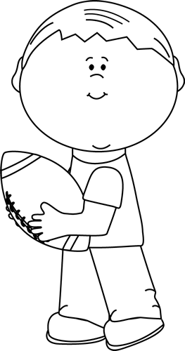 Black And White Boy Carrying A Football Clip Art   Black And White Boy    