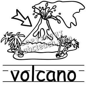 Clip Art  Basic Words  Volcano B W Labeled   Preview 1