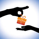Clipart Of Illustration Of Person Giving Receiving Gift Package  This