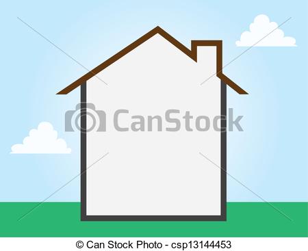Clipart Vector Of House Outline Empty   House Outline Empty Space