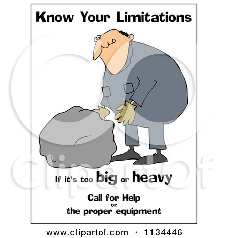 Clipart Worker Climbing A Ladder With A Safety Warning   Royalty Free