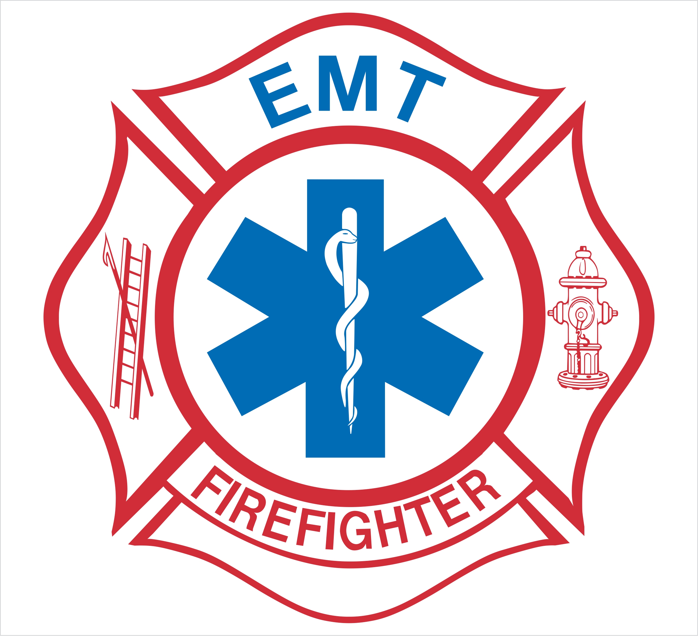 Emt Firefighter Maltese Cross With Star Of Life Decal   Powercall    