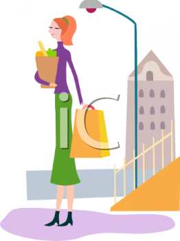 Royalty Free Clipart Image  Tall Kinny Woman Standing On A Corner With