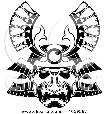 Samurai Mask Tattoo Ideas   Royalty Free Vector Clip Art Illustration